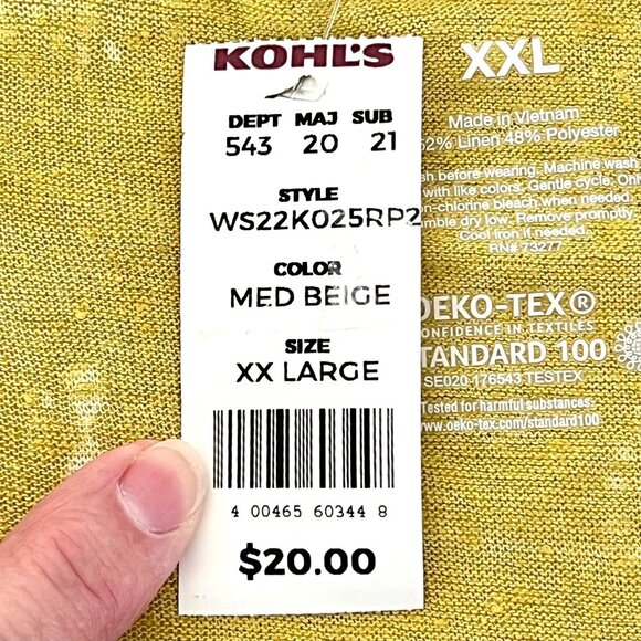 Sonoma Womens Tank Top Mustard Yellow White Print XXL Linen Blend NWT - Picture 6 of 12